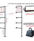 Diagram of Industrial Pipe Shelf System With Five Tier 68 Inch Tall Wall Mount Shelves Black Vintage Retro Open Bookshelf