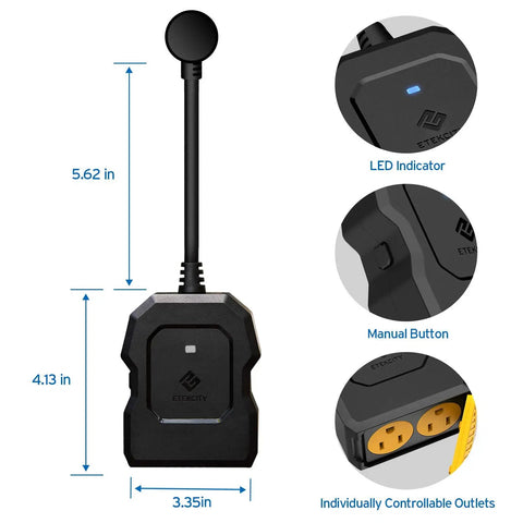 Outdoor Two Socket Smart Plug WiFi Outlet With Alexa And Google Home Compatibility, Remote Control, Energy Monitoring, Timer Function