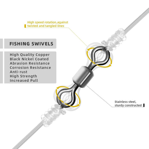Micro Fly Fishing Swivels Go-To Stainless Steel Ball Bearing Barrels For Easy Tippet Changes And Leader Connector 10Lb To 30Lb Test Durable Tackle Accessories For Anglers, black swivel