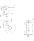 3 Inch Black Swivel Twin Wheel Furniture Casters With Non Hooded Design And Square Top Plate dimensions diagram for office desks.