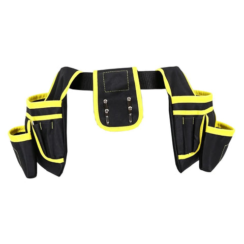 Heavy Duty Oxford Nylon Utility Belt Bag With Water Resistant Coating And Reinforced Stitching Built Tough For Electricians Handymen And Real World Job Sites, featuring multiple pockets and adjustable design.