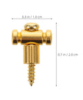 Top Tier Brass Guitar Roller String Retainers Fit Electric Guitars Perfectly Super Smooth String Trees with dimensions shown.