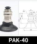 PAK Series Industrial Pneumatic Vacuum Suction Cup Chuck Rubber Sucker For Manipulator Equipment PAK-25 black and metal gripper