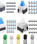 Self Locking Mini Button DPDT Switch Kit With Caps 80Pcs Micro Push Buttons For DIY Projects 8.5x8.5mm 8x8mm 7x7mm 5.8x5.8mm