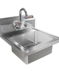 Stainless Steel Wall Mount Hand Sink for Commercial Kitchens and Laundries, 12 By 10 Inch Basin With 5.5 Inch Depth, Strainer and Faucet Included