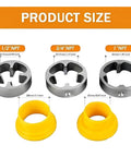 Top Rated ZJchao Electric PVC Pipe Threader Kit With Reusable Dies showing sizes of cutting dies and adaptor, precision design for plumbing.