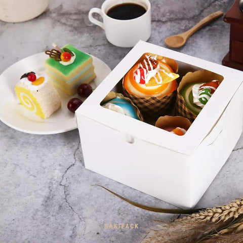 Snag This Fresh Stack Of Twenty Five White Bakery Boxes With Clear Display Window Slick Six By Six By Four Inch Pastry Cases For Small Cakes Cupcakes Donuts And Sweet Treats Packing