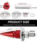 Kickass Anti Theft Spike License Plate Screws With Heavy Duty Aluminum Bolts For Cars Trucks And Motorcycles, showing sizes and components.