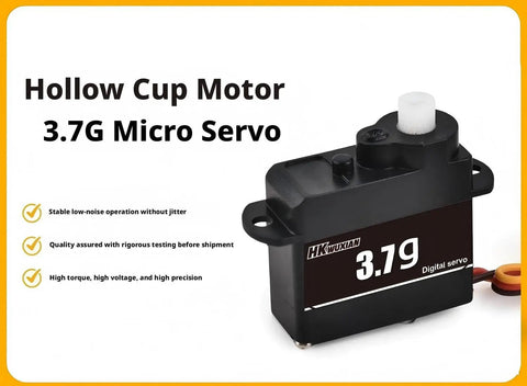 Rock Solid Three Point Seven Gram Digital Servo Featuring Plastic Gears And A Coreless Motor for precise control in remote control vehicles.