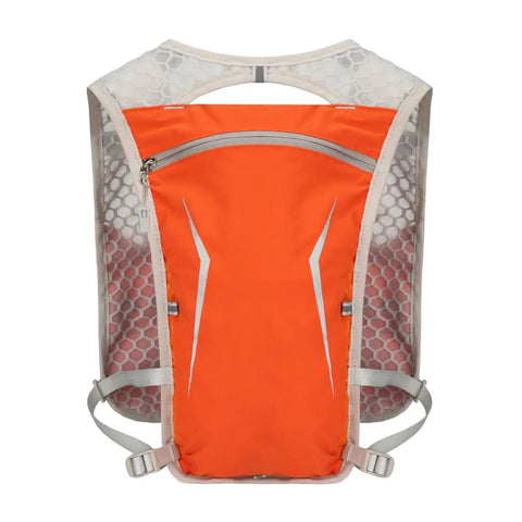 Orange Lightweight Running Hydration Pack with Built In Water Reservoir, Snug Fit Backpack for Runners, Breathable Back Panel