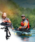 Couple on river with Powerful 3.5HP 2 Stroke Outboard Motor With Water Cooling System Rugged For Rough Rivers And Fishing Trips
