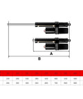 Pro Level 25000N Linear Actuator Featuring 450Mm Stroke And IPX6 Seal diagram showing stroke measurements and actuator sizing.