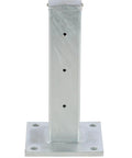 Beefy Galvanized Steel Drop In Fender Post With Tough As Nails Corrugated Guard Rail Powder Coated Bright Yellow for shop floor safety.