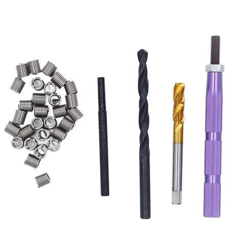 Horett Metric Thread Repair Kit M6 x 1.0 Tool Set For Stripped Holes Durable 304 Stainless Steel Insert Kit Fixing Auto And Machine Parts, taps and drill