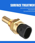 Engine Temperature Sensor Replacement For Auto DIY Friendly Durable Automotive Temperature Sensor Compatible With Delphi 15404280 12191170 60811520 12608814 Gold Finish FASCGQ2001GO 1 Pack, close-up view with gold finish and black connector.