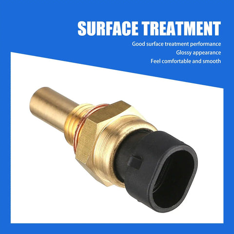 Engine Temperature Sensor Replacement For Auto DIY Friendly Durable Automotive Temperature Sensor Compatible With Delphi 15404280 12191170 60811520 12608814 Gold Finish FASCGQ2001GO 1 Pack, close-up view with gold finish and black connector.