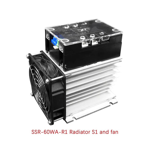 Single-Phase Motor Soft Starter Module 220V Plug-and-Play Soft Start Controller for Slow Start, Adjustable 10-200A, SSR-10WA-R1, 110mm module with fan