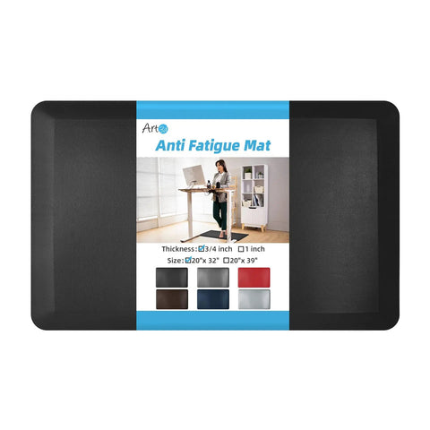 0.75 Inch Thick Anti Fatigue Kitchen Mat Waterproof Cushioned Comfort Floor Mat 20 By 32 Inches Built For Long Kitchen Shifts Standing Desk Home And Garage Ergonomic Support Under Cabinets Non Slip Black on packaging