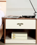 Nightstand with 4 Pack Vintage Style Leaf Drawer Pulls 4 Inch Bronze Cabinet Handles For Dresser And Furniture 50mm Hole Distance