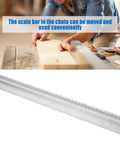 T Track Miter Bar Slider Aluminum Alloy Woodworking Guide Rail With Measuring Scale 400mm 500mm 600mm lengths, close-up in use