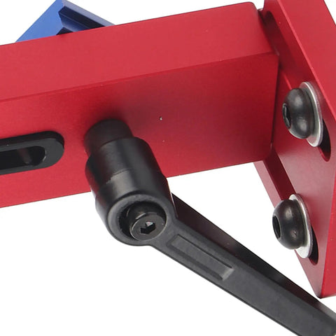 Detail of 45 Degree Miter Coupler And T Track Stop Block for Woodworking Guide Rails showing aluminum alloy construction.