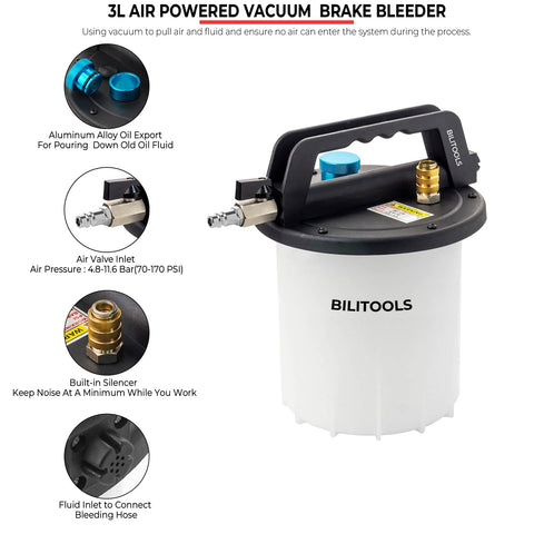 One Person Brake Bleeder Vacuum Pump Kit For Air Compressor Pneumatic Brake System And Clutch Fluid Bleeding Extractor detail view