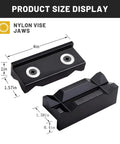 Heavy Duty Nylon Vise Jaw Pads With Rock Solid Magnets For No Slip Bench Vice Protection Soft Grip Cover Fits Any Steel Workbench Vise Garage Grade Black, showing dimensions of 4in x 1in x 1.57in.