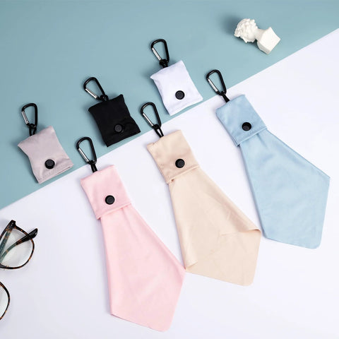 Vemiss 6-pack microfiber glasses cleaning cloths with carabiner keychains in pastel colors for eyeglasses, sunglasses and screens
