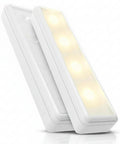 Two Pack Wireless LED Under Cabinet Lights Battery Operated Eight And A Half Inch Long Sixty Five Lumens Tap Light showing warm glow
