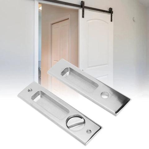 Recessed Handle Lock With Keys for Pocket Doors, Sliding Barn Doors, Cabinets, and Closets, Zinc Alloy Build, Flush Pull Design