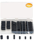 80 Piece Assorted Vacuum Plugs And Hose End Caps Kit in case, rugged rubber vacuum caps in 3/16 to 3/8 inch sizes, visible compartments