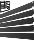 Plug And Play 5 Pack 1U Blank Panels Premium Steel Rack Mount Filler Plates showing five black steel panels for standard 19-inch racks.