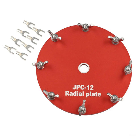 Portable Shortwave Antenna Grounding Grid Plate, Aluminum 11 Cm Red Disk With Fork Terminals For JPC-12 PAC-12