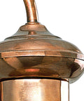 Close-up of copper finish top of Brookside Outdoor Wall Lantern Light Brown Finish For Porch Patio Deck And Entryway Old School Farmhouse Style Train Station Inspired Exterior Lighting Weather Resistant 8 Inch Wide Nine And Three Quarters Inch High