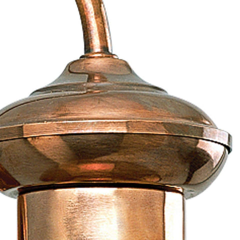 Close-up of copper finish top of Brookside Outdoor Wall Lantern Light Brown Finish For Porch Patio Deck And Entryway Old School Farmhouse Style Train Station Inspired Exterior Lighting Weather Resistant 8 Inch Wide Nine And Three Quarters Inch High