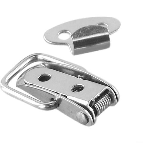 Heavy Duty Stainless Steel Spring Loaded Toggle Latch Catch Clip For Secure Case Box And Cabinet Storage With Rust Resistant Build For Workshop Office And Tool Chest Projects, close up view of latch mechanism.