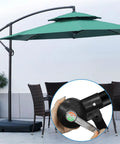 Cantilever Patio Umbrella Stand With Adjustable Rocking Handle And Stable Lock For Easy Raising And Lowering, Wind Resistant Outdoor Holder For Courtyard And Garden Shade displayed on a patio.