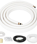 13 Ft Mini Split Line Set 1/4 And 3/8 Inch AC Copper Tubing Pipe Extension with insulating foam and accessories.