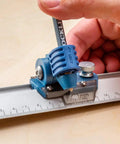 9 Inch Quick Draw Marking Gauge For One Hand Operation With Spring Loaded Pencil Carriage And Dovetail Keyway in use