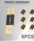 Heavy Duty 200 Amp ANL Blade Fuses With Gold Plated Contacts For Marine Car Audio Systems And Vehicle Inverters, dimensions displayed.