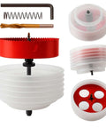 Front view of MonoPro 6-1/4 in bi-metal hole saw kit for recessed lights with silicone dust bowl and 11/32 in hex-shank drill bit