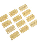12 Piece Set Small Cabinet And Bookcase Hinges In Antique Gold Iron With Rounded Corners Four Hole Vertical Hinge Design Easy Retrofit Upgrade For Residential Renovations displayed in a grid