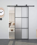 Privacy Glass Barn Door 36x84 Inches With 6 Foot Sliding Hardware Kit Included Aluminum Alloy Frame Frosted Tempered Glass 6 Lite Design