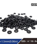 Nitrile O Ring Assortment Kit 1.5 2.4 4.6 mm Cross Section, 50 Pcs, 3dB Wide Band Sealing Performance, Durable O Rings For General Repairs, DIY Projects And Professional Use, 1.5mm black O-rings pile