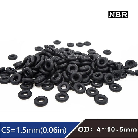 Nitrile O Ring Assortment Kit 1.5 2.4 4.6 mm Cross Section, 50 Pcs, 3dB Wide Band Sealing Performance, Durable O Rings For General Repairs, DIY Projects And Professional Use, 1.5mm black O-rings pile