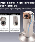 All-in-one drilling and boring tool, front view, metal with water outlet hose