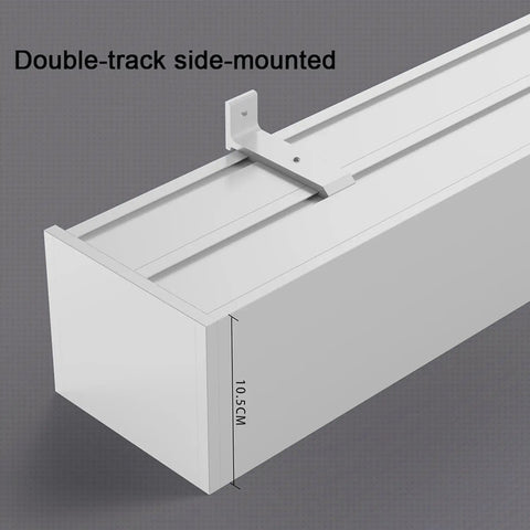 All In One Curtain Pelmet Box With Blackout Double Curtain Track For Ceiling Or Wall Mount, Easy Install Aluminum Rail Cover Box Frame Valance For Windows In Bedroom Or Office, Heavy Duty Dual Rails With Stopper And Pulley For Smooth Operation, white aluminum, 10.5cm side view