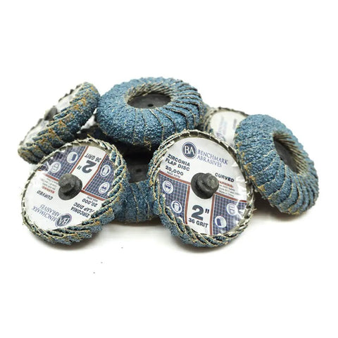 2 Inch Quick Change Zirconia Curved Flap Disc Wheel With Male R Type Back For Die Grinder 10 Pack 36 Grit Finishing And Deburring Irregular Surfaces Weld Lines Cleanup Narrow Area Sanding Do It All Grinding Set