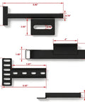 Ridiculously Sturdy Universal Headboard Brackets For Metal Bed Frame With Adjustable Footboard Extension Kit Dead Easy To Mount On Twin Full Queen King Sizes Matte Black Two Pack showing dimensions.
