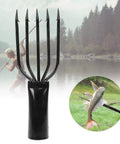 Five Prong Canopy Stainless Steel Fishing Harpoon Gig Fork With Barbed Hooks For Spearfishing Salmon Eel Frog Heavy Duty Fish Spear For Freshwater And Saltwater Adventures against nature backdrop